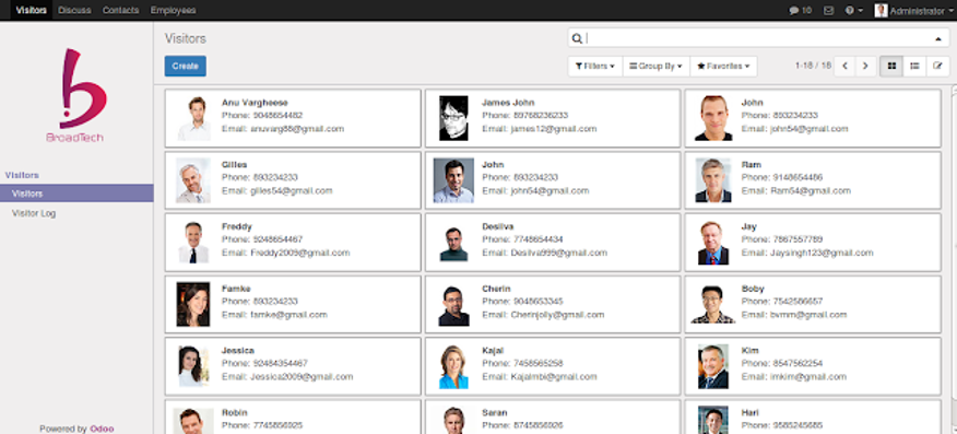 Odoo Visitor Management app