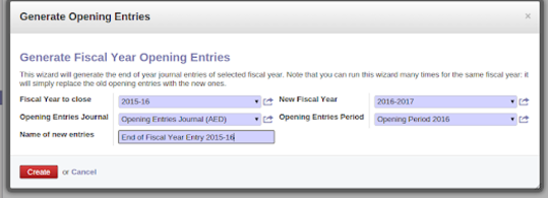 How to create an “Opening Balance” for a new financial year in Odoo